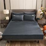 Kuum pl&uuml;&uuml;s, paks tepitud lina, tahke flanellist voodilina elastse ribaga voodilinaga Kristall-sametine madratsikate (pole padjap&uuml;&uuml;re) Bed sheet (90x200x25cm) tumehall v&auml;rv