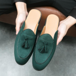 Uued meeste rohelised mustad poolpapud s&otilde;idujalatsid vabaaja lakknahast seemisnahast klounid mokassiinid hingavad loferid Zapatos Hombre 38