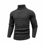 Euroopa meeste kampsun kootud pullover mood &uuml;mar kaelus slim kampsun meeste riided L must