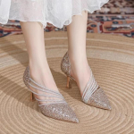 Naiste k&otilde;rged kontsad Moodsad, l&auml;ikivad litrid, terava varbaga &scaron;ampanja pulmalised pruutkingad Seksikad elegantsed &otilde;hukese kontsaga naiste kleidikingad 35