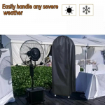 Tugevast materjalist suur veekindel pihustiga ventilaatori kate, T&ouml;&ouml;stuslik tolmukindel v&auml;listingimustes kasutatav udutamisventilaatori kate terrassile veepaagiga, Ventilaator ei kuulu komplekti 60x28x155cm