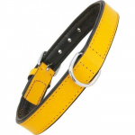Collier - GLORIA - Rembourrage Col Fourrure - Cuir Jaune - Ajustable - Chien Moyen kollane