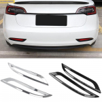 ABS carbon fiber Rear Bumper Fog Lamp Light Molding Cover Kit Trim car Accessories For tesla model 3 2018 ABS Silver