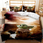 Voodipesu Komplekt Anime Yoda Beebi Kahekohaline Kahekohaline T&auml;is Kuninganna Kuningas Lapsed Voodipesu Tekikott Padjap&uuml;&uuml;r Kaunistus J&otilde;ulukingitused EU Single(135*200cm)3pcs