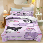 Kuromi Multifilm Tekikate Roosa Lilla T&uuml;drukute Kingitus Tekk Tekikott Soojus Laste Magamistuba Voodipesu AU Single(140*210cm)3pcs white