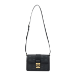 MCM Tracy Klassikaline Logo Loorberilehe Luku Sulgemine Visetos Muster Kunstnahast Crossbody Kott V&auml;ikesed Naiste kotid Must MWSCAXT01BK001 Basic Set (Bag+Dust Bag)