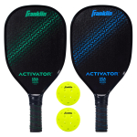 Franklin Sports Pickleballi reket ja pallide komplekt, puust reket + 2-m&auml;ngijaline Pickleballi aktivaator, USA Pickleball (USAPA) Heaks kiidetud, Mitmev&auml;rviline white