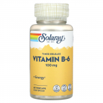 Solaray, aeglaselt vabastav, B6-vitamiin, 100 mg, 60 taimset kapslit