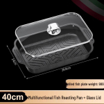 Ristk&uuml;likukujuline grillpann ja BBQ-pann kaanega 40x24x8.5cm