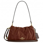 K&auml;ekott Coach Faye 26 Kuldne logo Tepitud detailid &Otilde;lakott Suede ja sile nahk Crossbody kott Keskmine Naiste &otilde;lakott pruun CCZ55-IMYEF Basic Set (Bag+Dust Bag)