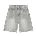 VibeStreet Suvised Denim L&uuml;hikesed P&uuml;ksid Meeste Lahtised Korea Stiilis Retro L&uuml;hikesed Teksad Moodsad Pesetud Vabaaja P&otilde;lvepikkused P&uuml;ksid N M helehall v&auml;rv