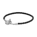 Pandora Moments T-kujulise pandlaga punutud 925 h&otilde;bedast nahast k&auml;ev&otilde;ru Unisex k&auml;ev&otilde;ru 591675C01 Box,17.5cm