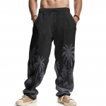 Casual Men Beach Trend Button lahtised nahas&otilde;bralikud hingavad linasest spordip&uuml;ksid L must