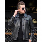 Klassikaline 507 Style P&auml;ris lehma nahast jakk meestele Sinine must Slim Fit ehtsast nahast mantel Meeste riided Aasia s&uuml;gisene suurus M musta nahktagi v&auml;rvi