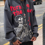 Y2k Anime Print Hoodies Meeste T&otilde;mblukuga pikkade varrukatega t&auml;navar&otilde;ivad Pusad Mantlid Letter Loose Grunge Gooti Suurem&otilde;&otilde;tmelised kapuutsiga jakid S