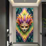 Veneetsia karnevalimask Uksekatte Taust Mardi Gras' Maskeraadipidu Kaunistused V&auml;rviline Sulgedega Taust Fotoesitusrekvisiit 120X60CM gray