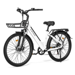 Elektriratas Ebycco V1 28 Rehv 500W Mootor Linnaelektriratas T&auml;iskasvanutele 36V 15.6Ah Kaks ketaspidurit Maksimaalne kandev&otilde;ime 150kg valge
