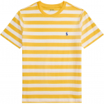 Polo Ralph Lauren Tikitud Hobuse Logo Triibuline Puuvillane Kootud &Uuml;mmarguse Kaelusega L&uuml;hikeste Varrukatega T-s&auml;rk Laste Topid Racing-Yellow White 323A95726-002 XL
