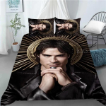 Damon Salvatore The Vampire Diaries Tekikott Padjap&uuml;&uuml;r Voodipesu Komplekt T&auml;iskasvanute Magamistoa Kaunistus Laste &Uuml;he- ja Kahekohaline Suurus 140x200cm