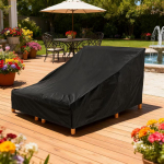 Kahekohaline terrassiloungeri, p&auml;ikesekaitsetoolikate, v&auml;listingimustes kasutatav loungerikate, UV-kaitse ja tolmukindlus, murukattega m&ouml;&ouml;bel. (black,208x147x86cm) must