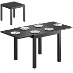 Aiatabel pikendatav 80/160 x 80 cm Alumiiniumist s&ouml;&ouml;gilaud 4-6 inimesele, Ristk&uuml;likukujuline ribilise pealsega 160 x 80 x 75 cm must