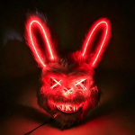 Hirmutav LED-valgustusega J&auml;nese Mask Pehme M&otilde;rvar-j&auml;nes Helendav verine Mask Halloweeni Karnivali Cosplay jaoks Helendab pimedas Peo