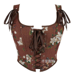 Vintage Prantsuse Prinditud Naiste Korsett Retro Lilleline V&ouml;&ouml;kohta Kitsendav Bustier Kehakuju Top S pruun
