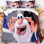 Booba Multifilmi Laste Voodipesukomplekt 3D Prindiga Tekikott Padjap&uuml;&uuml;r Laste Voodipesu &Uuml;he-/Kahekohaline King Suuruses Kodu Magamistoa Dekoor 135X200CM black