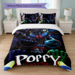 Poppy Playtime Tr&uuml;kiga 3-osaline tekikottide komplekt 1 tekikott ja 2 padjap&uuml;&uuml;ri Pehme voodipesu koduseks magamistoaks 210cm*210cm