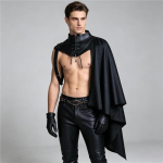 Meeste Halloweeni Cosplay Kost&uuml;&uuml;m Gooti Vampiir Surmaingel Keepi Komplekt Peole Lavaesinemisele Maskeraadikost&uuml;&uuml;m PU Nahast Kapuutsiga Keep L beige