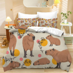 Kapibaara voodipesu lastele Tekikate &uuml;hekohaline lukuga Pehme h&uuml;poallergeenne mikrokiud Tekikate komplekt ja padjap&uuml;&uuml;rid 140*200cm/55x79in Single/Twin 3pcs