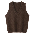 2026 kevad/suvi naiste puuvillane V-kaelusega laia l&otilde;ikega kootud vest Extra Large black