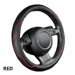 Kuum auto ratta kate PU nahast roolikate sobib 38 cm punase lainelise paksu joonega 37-38 cm/15 inch punane