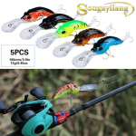 Kalas&ouml;&ouml;dad CrankBait konksudega kalap&uuml;&uuml;gi landid Lifelike Minnow Baits Bass, forell, Walleye 5 Pcs