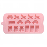 15 isegi poega kiikhobuauto mustriga &scaron;okolaadi silikoonvorm k&auml;sitsi valmistatud k&uuml;psisevorm roosa