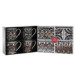 Les Tr&eacute;sors De Lily [Q1578] - Coffret mugs porcelaine 'Tribal' noir blanc (4 mugs) - 85x85 mm must