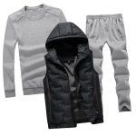 Mood s&uuml;gistalvine meeste spordi&uuml;likond kapuutsiga vest + kampsun + p&uuml;kste spordir&otilde;ivaste komplekt meestele XXXL hall v&auml;rv