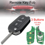 433MHz 3 nupuga auto kaugjuhtimispuldi v&otilde;ti ID46 kiip ja HU83 tera sobib Peugeot 208 2008 301 308 5008 508 jaoks