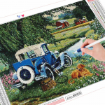 T&auml;isruudukujuline &uuml;mmargune puur Teemantv&auml;rvimine Auto maastik Rhinestone Kit 5D Teemanttikandid Koer Mosaiik K&auml;sit&ouml;&ouml; Kodukaunistus Full Round (20X30CM)