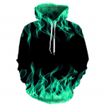Uus v&auml;rviline Flame Hoodie 3D digitaalse printimisega kapuutsiga pulloverid s&uuml;gis- ja talvine unisex kapuutsiga topsid Naljakad mustad kapuutsid Suures suuruses 6XL heleroheline v&auml;rv