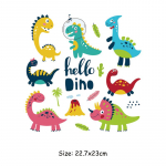 Tere Dino Parches Para Ropa Heat Press Applied Fashion Teksad Ise isetegemise tarvikute kleebis Triibud Silitavad riided Beebi s&auml;rgi kleebis 22.7x23cm