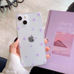 Telefoni&uuml;mbris iphone 15 14 Pro Max 13 12 11 Pro MAX X XR XS 8 7 Plus SE 2020 jaoks l&auml;bipaistev multikas Love Heart pehme TPU For iPhone 11 lilla