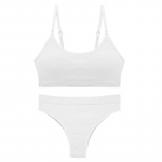 CINOON naiste rinnahoidjakomplekt juhtmevaba aluspesu madala v&ouml;&ouml;kohaga alusp&uuml;ksid, pehme bralette pesu fitness-&uuml;likond L valge