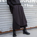 Johnature Autumn Winter Loose False Two Pieces Patchwork laia s&auml;&auml;rega p&uuml;ksid Uued keskmise v&ouml;&ouml;kohaga pahkluu pikkusega naiste p&uuml;ksid M must