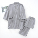 2026 Jaapani Kimono Komplekt 100% Puuvillane Pidžaama Kaheosaline Paar Yukata Vaba Meeste Higistamis&uuml;likond Koduteenuse Komplekt M
