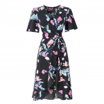 Naiste kevad-suvi uus seksikas V-kaelusega l&uuml;hikeste varrukatega, volangidega pitsidega, sifonkist rannakleit S-XL S must