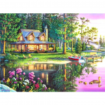 5D DIY teemantmaali maja maastik T&auml;is&uuml;mmargune kivist tikandid ristpistes komplekt Mosaiikpilt Kodukaunistuse kingitus Full Round 20x30CM