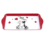 Les Tr&eacute;sors De Lily [A2554] - Melamiinist koogialus 'Cats' must punane valge - 30x15 cm (See on vestluse armastus) punane