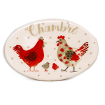 Les Tr&eacute;sors De Lily [R6616] &ndash; keraamiline ukseplaat 'Hens' punane beež (Magamistuba) - 12x8 cm punane