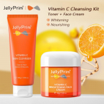 JellyPrim C-vitamiini valgendav nahahoolduskomplekt n&auml;opuhastaja ja n&auml;okreem 2 tk n&auml;oniisutaja komplekt